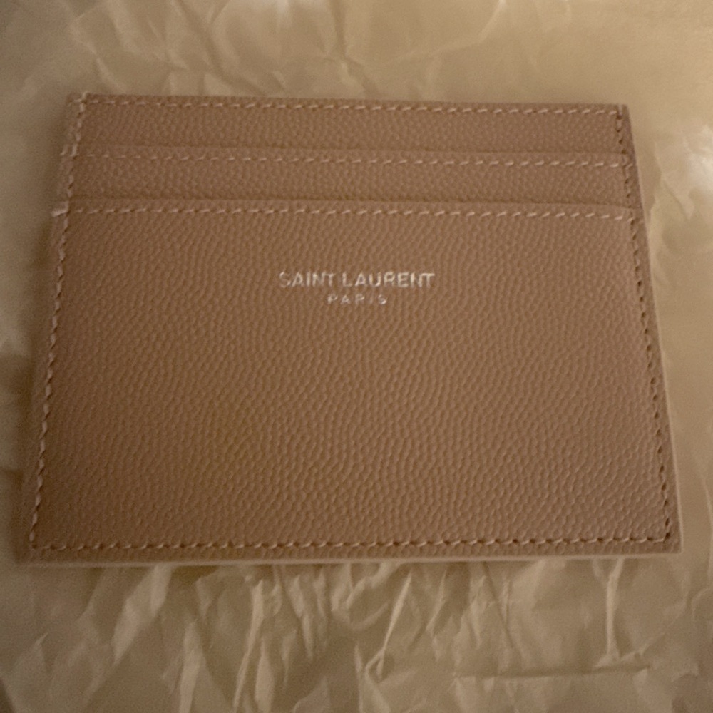 Saint Laurent creamish pink Leather Card Holder